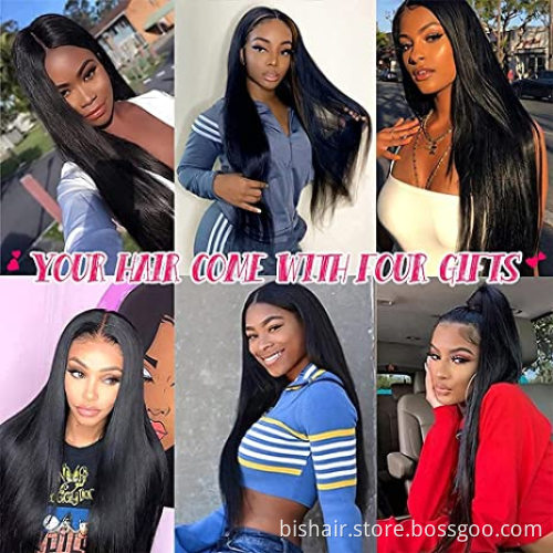Straight Lace Closure Wigs Human Hair Wigs For Black Women 4x4x1 T Part Brazilian Lace Front Wigs Pre Plucked With Baby Hair